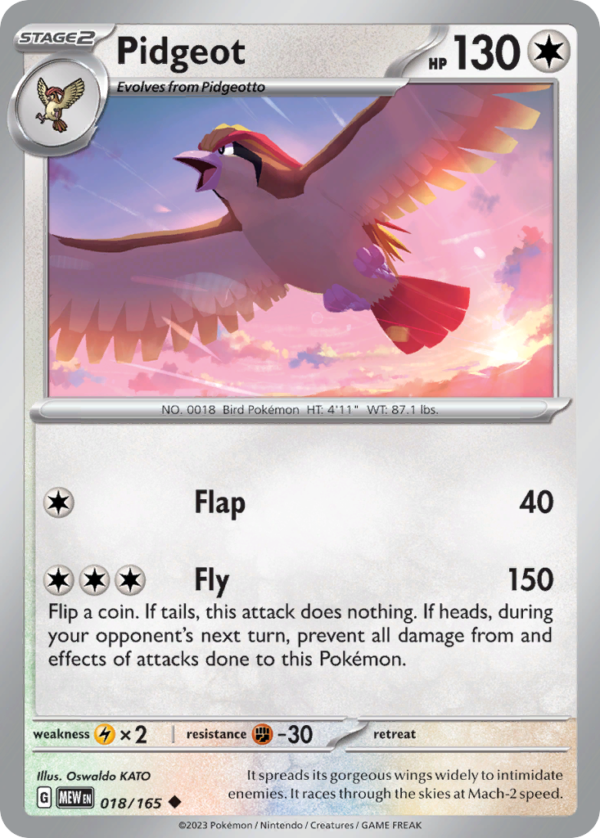 MEW - 018 - Pidgeot - reverse holo