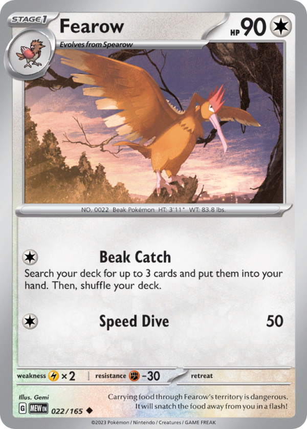 MEW - 022 - Fearow - reverse holo