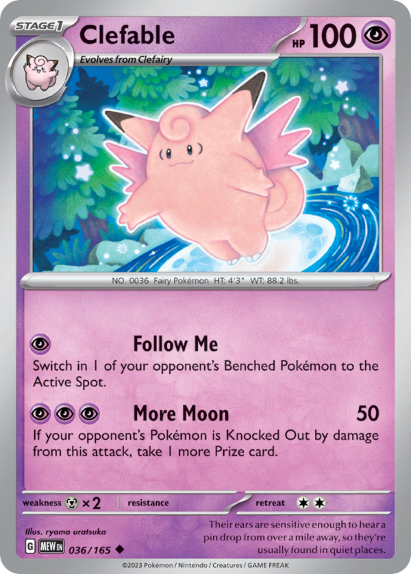 MEW - 036 - Clefable - reverse holo