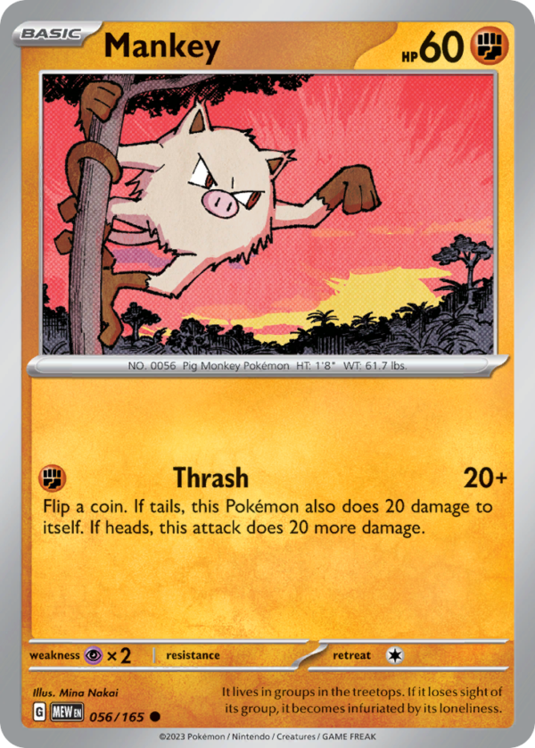 MEW - 056 - Mankey - reverse holo