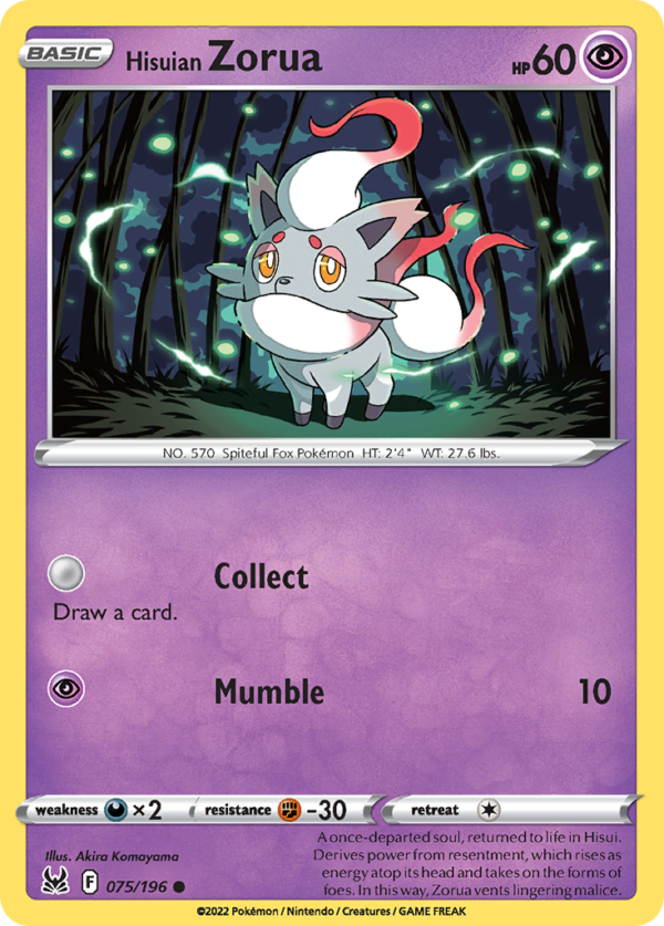 LOR - 075 - Hisuian Zorua - reverse holo