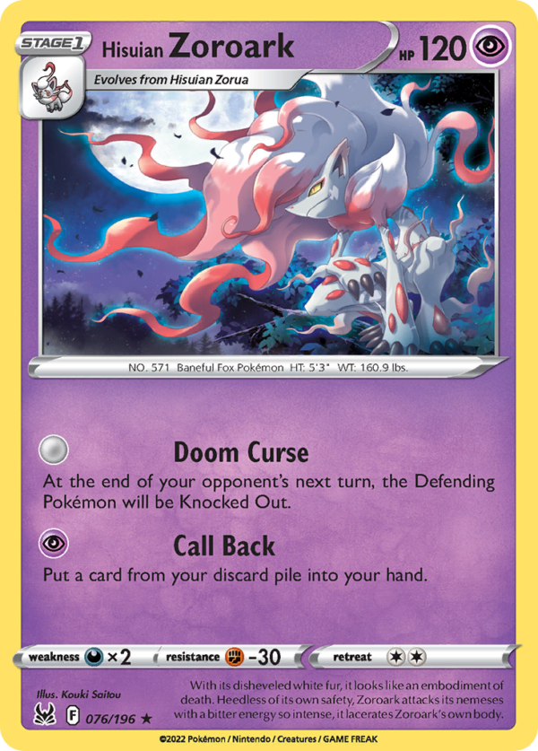 LOR - 076 - Hisuian Zoroark - holo
