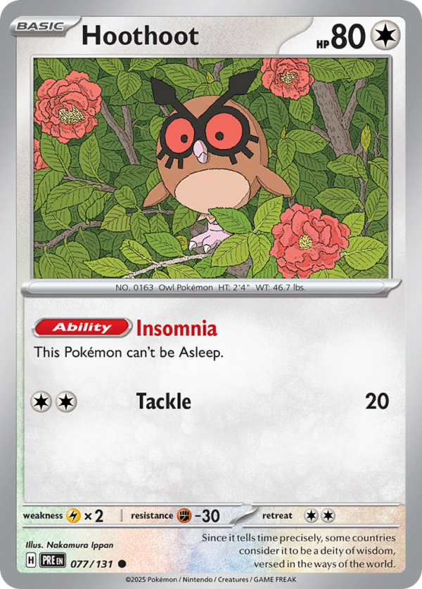 PRE - 077 - Hoothoot - reverse holo
