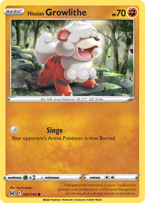 LOR - 083 - Hisuian Growlithe - reverse holo